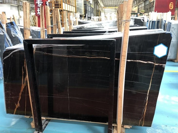 Black And Gold Marble Tiles Bathroom